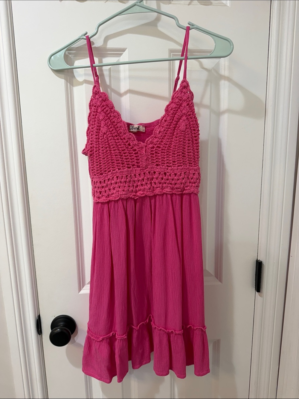 Blush Bright Pink Crochet Bodice Sundress
